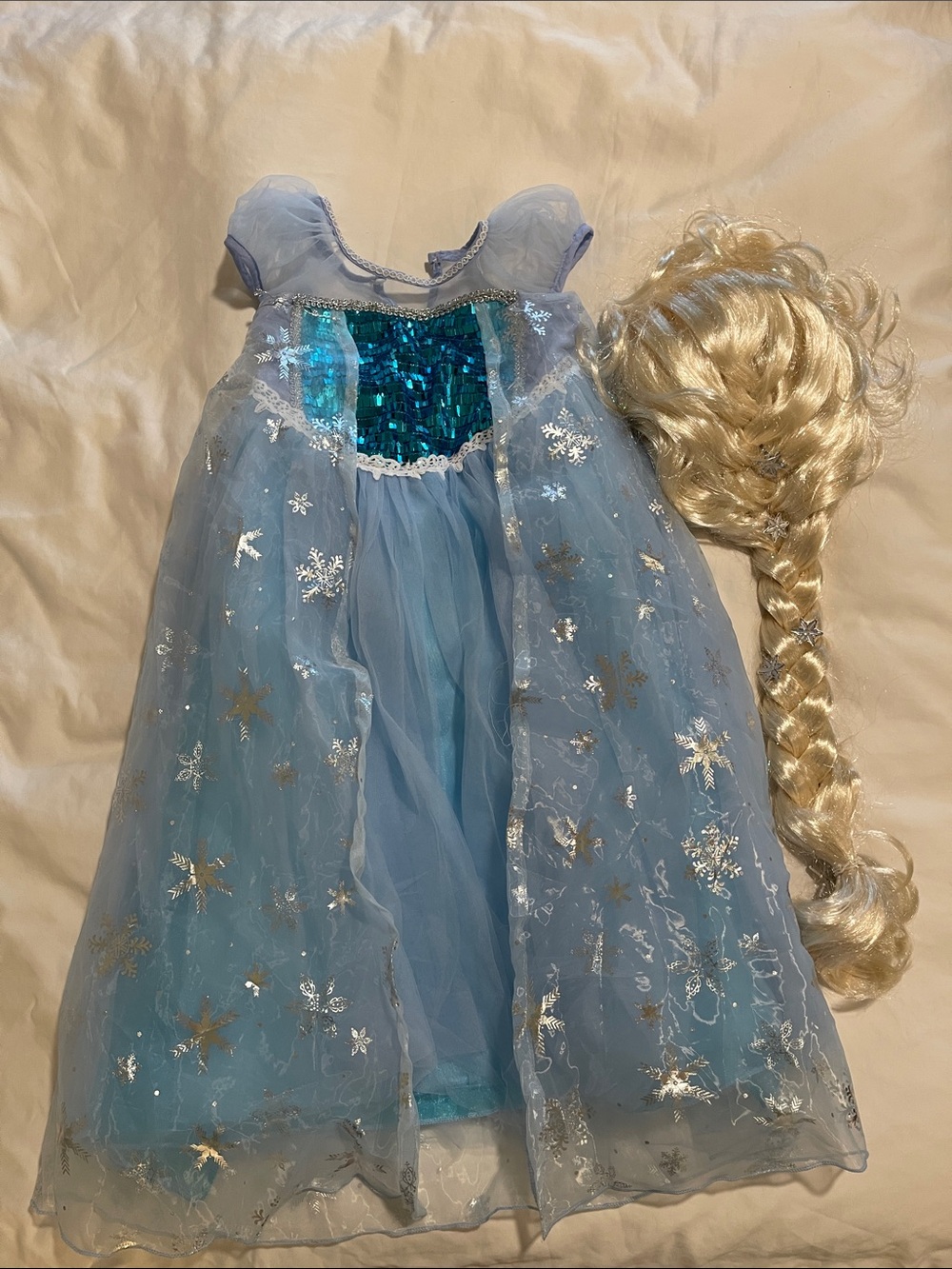 Elsa Frozen Dress with Braided Wig Size 5